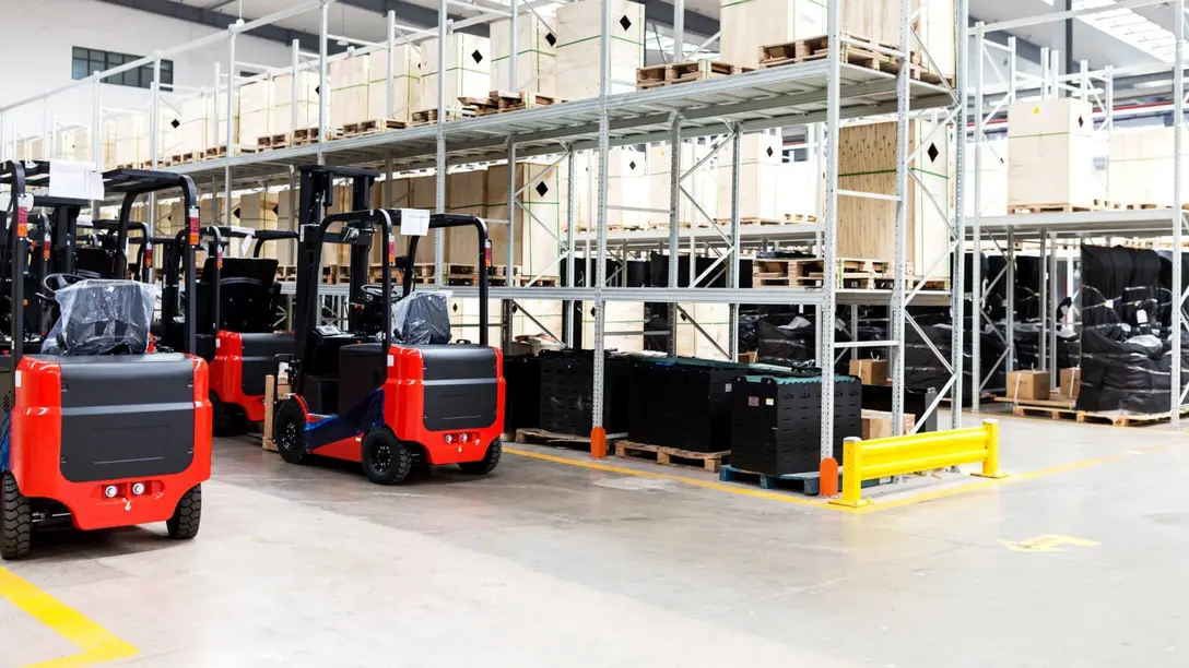 Leere Lagerhalle mit Gabelstaplern