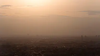 Beautiful city landscape sunset