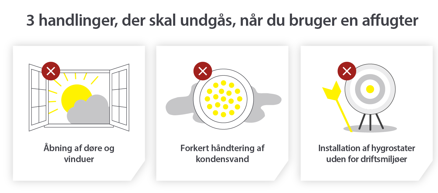 spare energi - 3 handlinger, der skal undgås, når du bruger en affugter - Infografik
