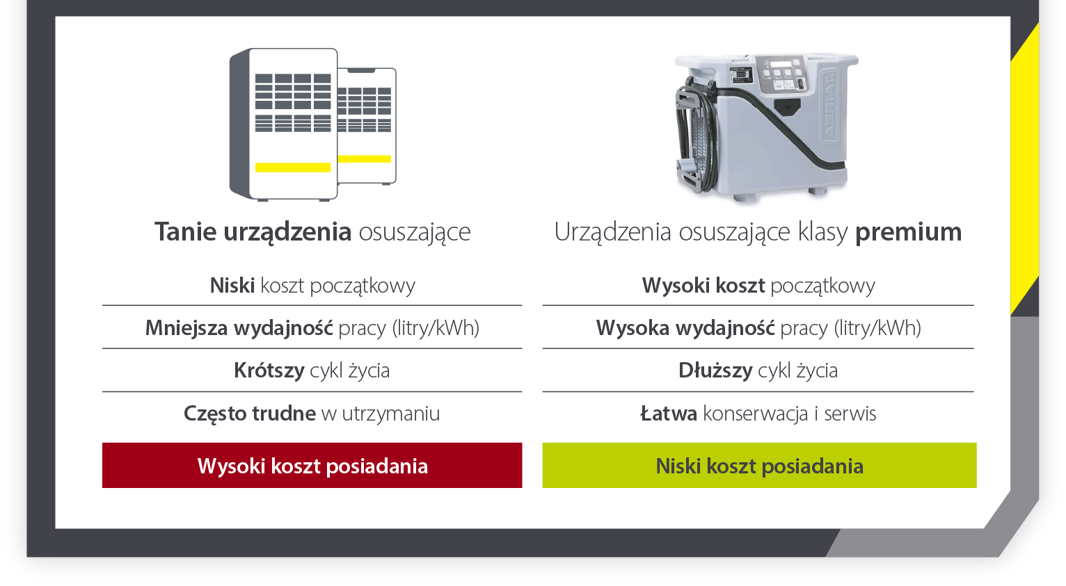 Prezentacja produktu przenośny osuszacz kondensacyjny AD20 z listą funkcji - Infografika