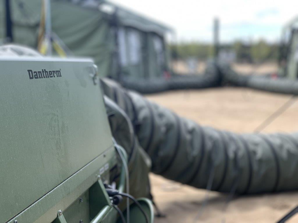 Installed portable heater for military tent - Dantherm