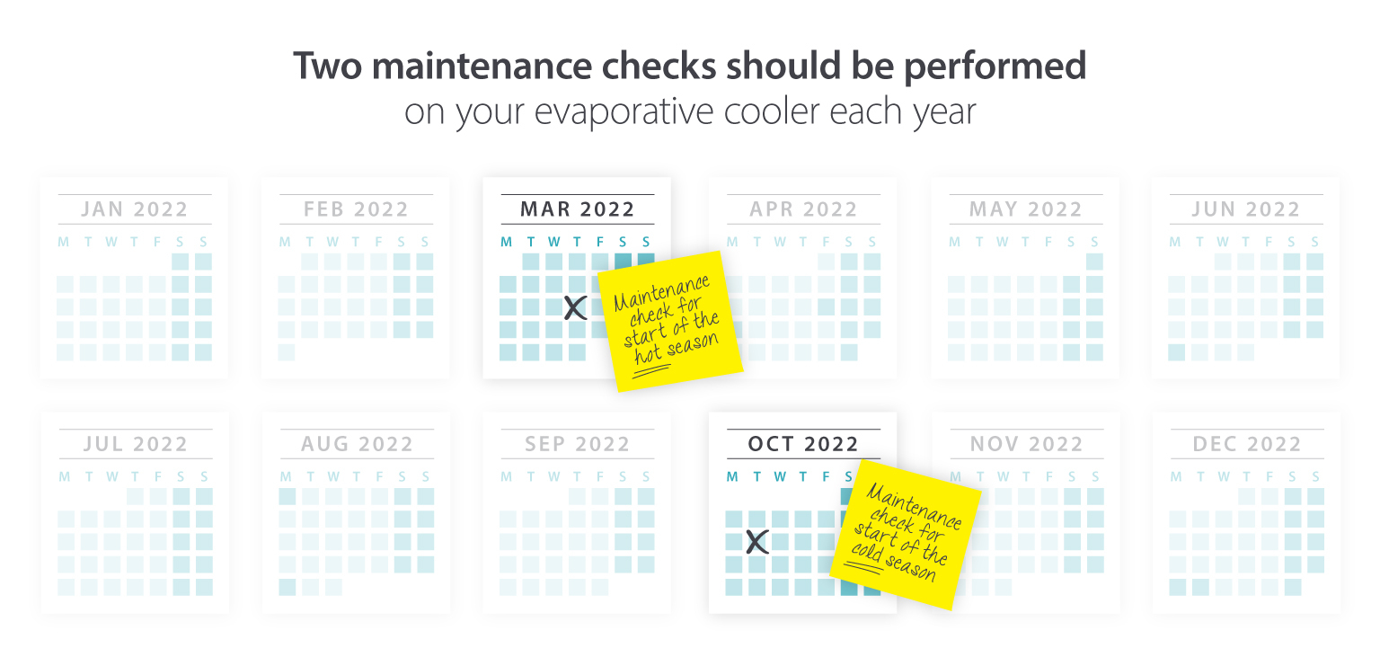 Evaporative cooler winter season maintenance calendar