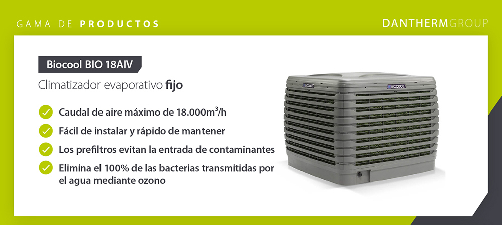 Product Showcase comparing 2 commercial evaporative coolers showing function and features information - Infographic image