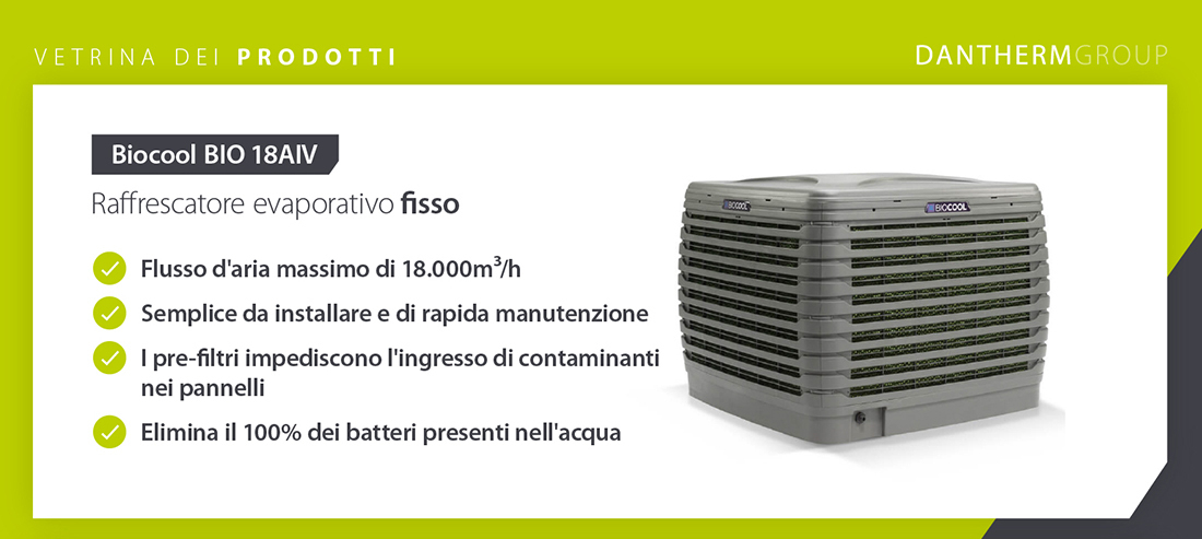 Product Showcase comparing 2 commercial evaporative coolers showing function and features information - Infographic image