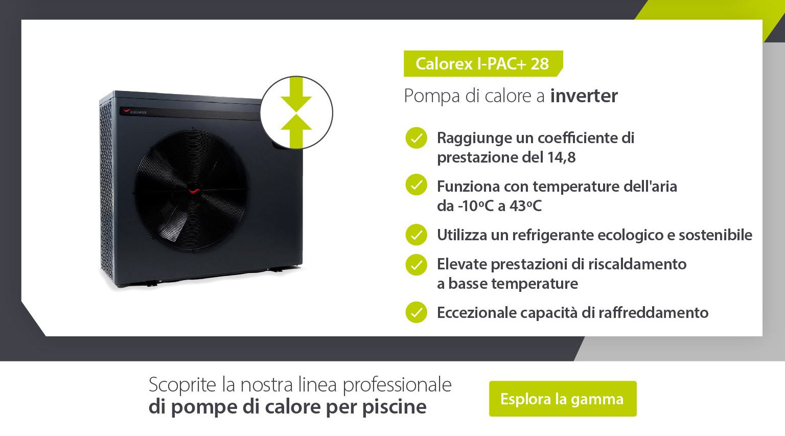 Vetrina di prodotti che mette a confronto 2 modelli di pompe di calore per piscine e le loro caratteristiche
