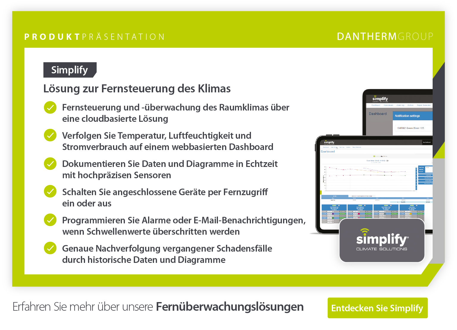 Remote monitoring indoor climate control system product showcase with features