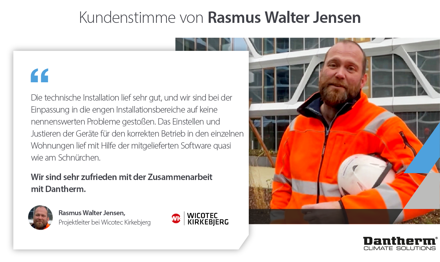 Client testimonial from Lighthouse Project Manager for Dantherm Group residential ventilation units - infographic image