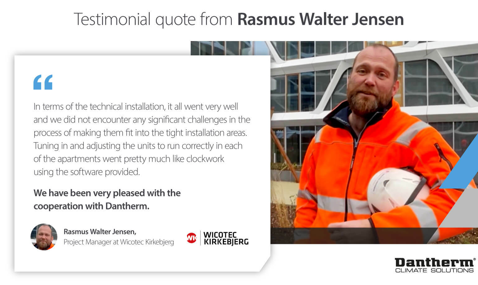 Client testimonial from Lighthouse Project Manager for Dantherm Group residential ventilation units - infographic image