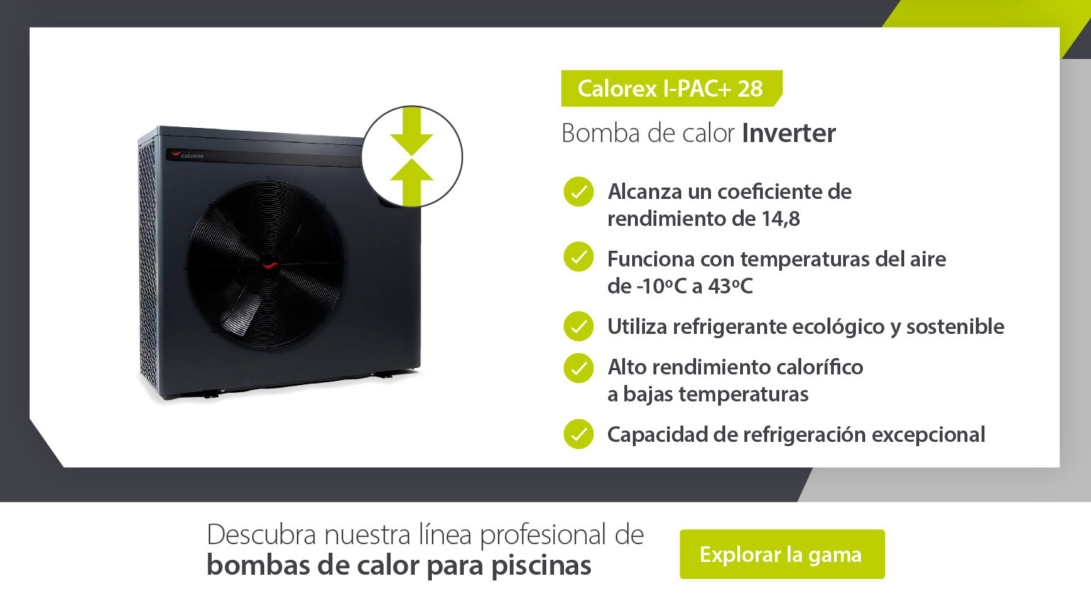 Product showcase comparing 2 swimming pool heat pump models and features
