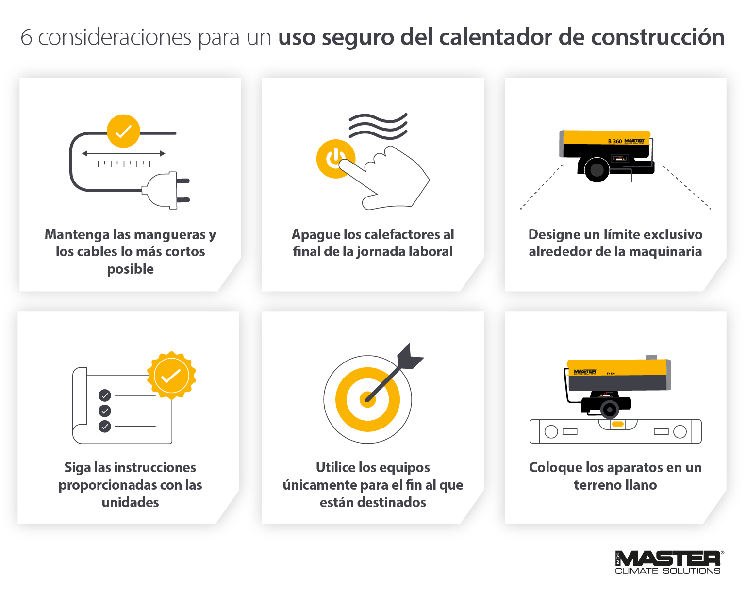 Cómo utilizar los calefactores en las obras de forma segura - Imagen infográfica