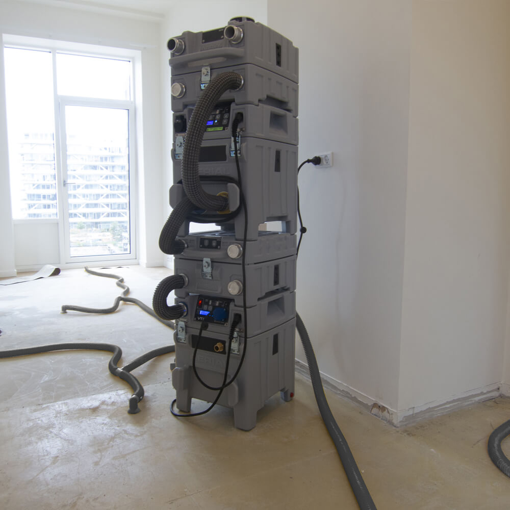 Aerial AERCUBE tower water damage restoration